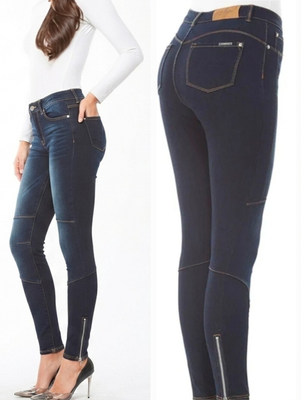 NWOT Nygard M 8-10 Contouring Stretch Mid Rise Skinny Jeans Moto Biker Edgy